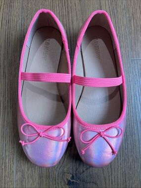 Old Navy Girls Pink Iridescent Ballet Flats with Elastic Strap